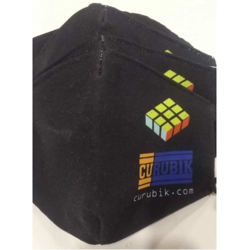 Barbijo Tapaboca Negro con Estampa Curubik